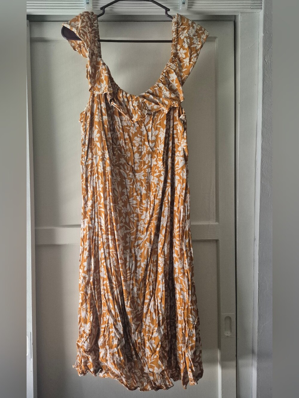 Old Navy Mustard Floral Ruffle Dress